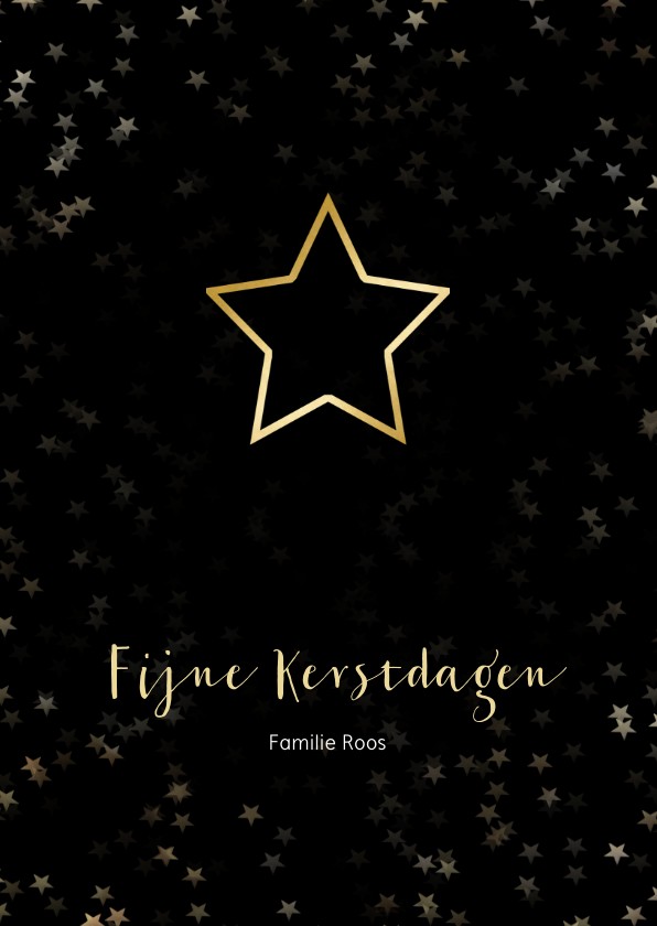 Kerstkaart zwart met kerstster van goud - Een gouden kerst - Kerstkaarten Kerstkaarten - Kerstkaart zwart met kerstster van goud - Een gouden kerst