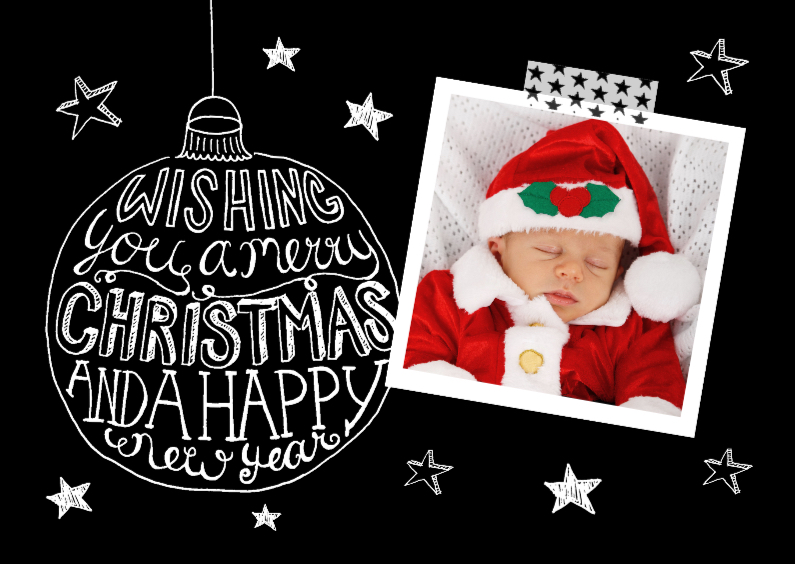 Kerstkaart zwart-wit tekst & foto - Kerstkaarten Kerstkaarten - Kerstkaart zwart-wit tekst & foto