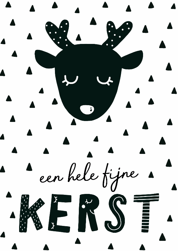 Kerstkaart zwartwit met rendier - Kerstkaarten Kerstkaarten - Kerstkaart zwartwit met rendier