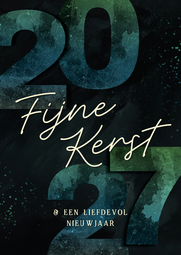 Kerstkaartje 2027 groen blauw fijne kerst jaartal - Kerstkaarten Kerstkaarten - Kerstkaartje 2027 groen blauw fijne kerst jaartal