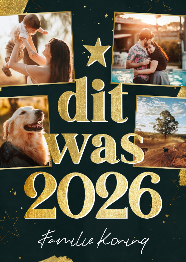 Kerstkaarten - Kerstkaartje fotocollage terugblik dit was 2026