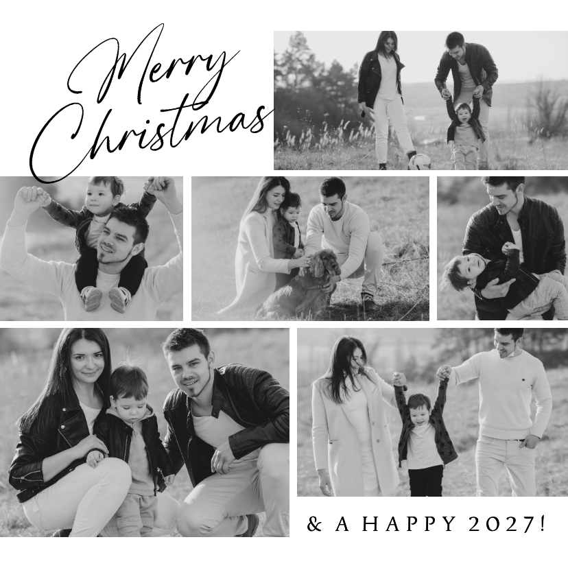 Kerstkaartje fotocollage zes foto's merry christmas - Kerstkaarten Kerstkaarten - Kerstkaartje fotocollage zes foto's merry christmas