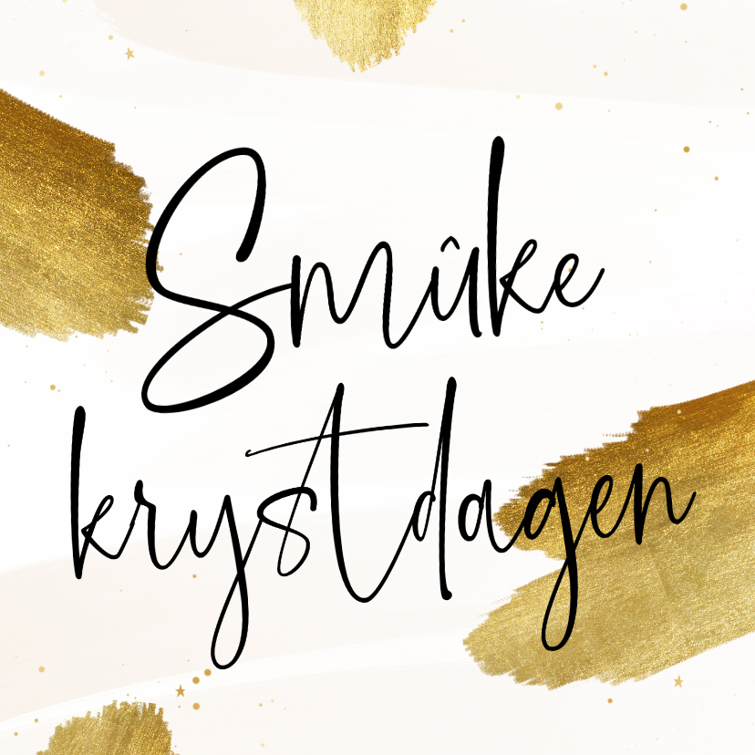 Kerstkaartje Fries 'smûke krystdagen' met verfstrepen - Kerstkaarten Kerstkaarten - Kerstkaartje Fries 'smûke krystdagen' met verfstrepen