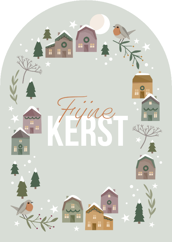 Kerstkaartje kerstdorp 'Fijne kerst' - Kerstkaarten Kerstkaarten - Kerstkaartje kerstdorp 'Fijne kerst'