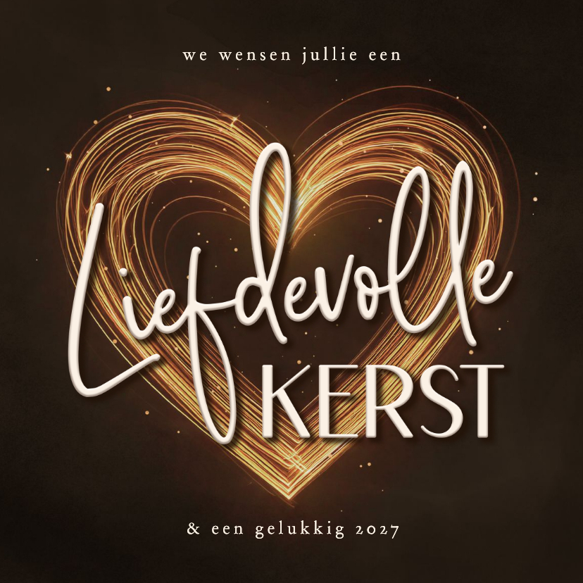 Kerstkaartje sprankelend hart liefdevolle kerst bruin - Kerstkaarten Kerstkaarten - Kerstkaartje sprankelend hart liefdevolle kerst bruin