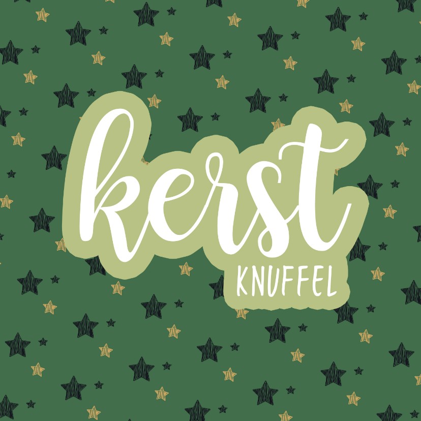 Kerstknuffel - groen met sterren - Kerstkaarten Kerstkaarten - Kerstknuffel - groen met sterren