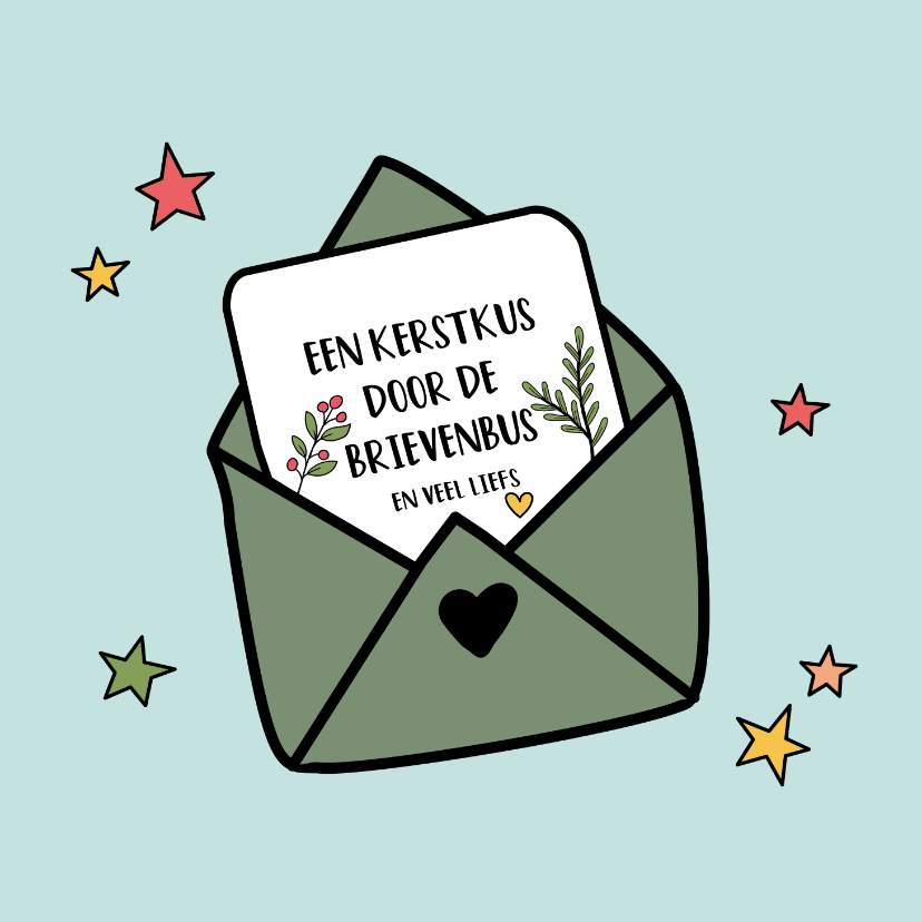 Kerstkus door de brievenbus en veel liefs - kerstkaart - Kerstkaarten Kerstkaarten - Kerstkus door de brievenbus en veel liefs - kerstkaart