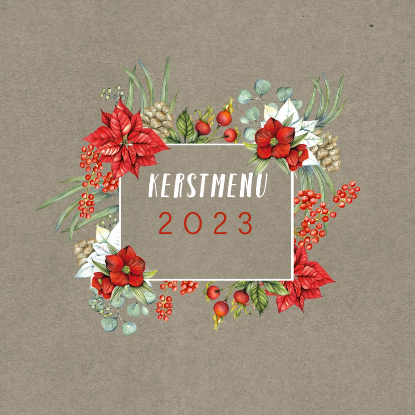 Kerstmenu botanical - Kerstkaarten Kerstkaarten - Kerstmenu botanical