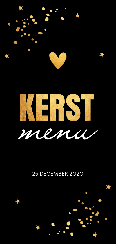 Kerstmenukaart confetti hartjes goudlook - Kerstkaarten Kerstkaarten - Kerstmenukaart confetti hartjes goudlook
