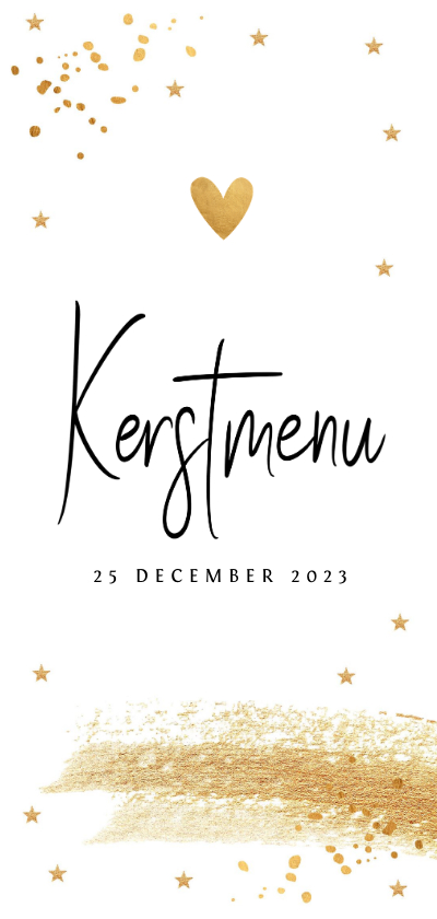 Kerstmenukaart langwerpig confetti goudlook - Kerstkaarten Kerstkaarten - Kerstmenukaart langwerpig confetti goudlook