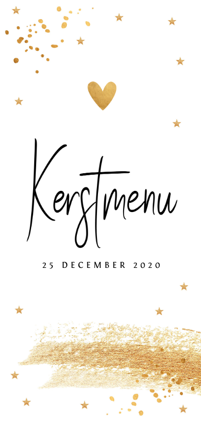 Kerstmenukaart langwerpig gouden confetti - Kerstkaarten Kerstkaarten - Kerstmenukaart langwerpig gouden confetti