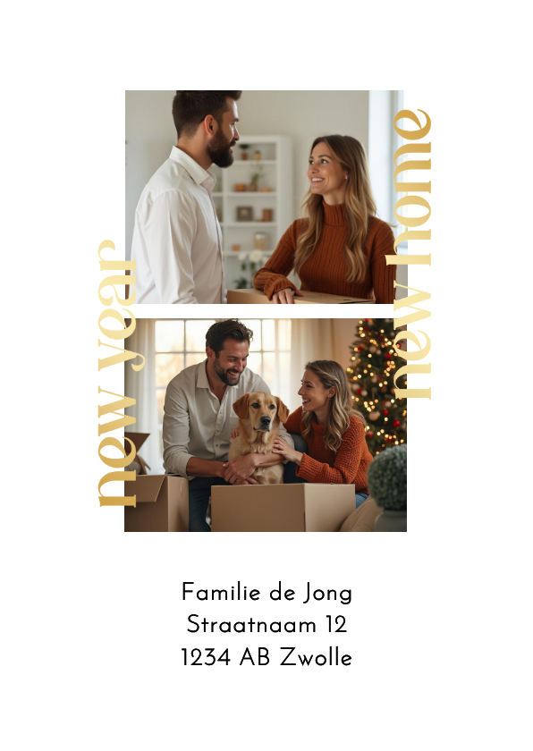 Kerstkaarten - Kerstverhuiskaart new year new home minimalistisch 2 foto's