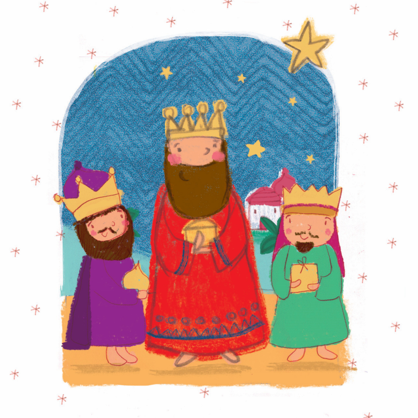 Kinder kerstkaart met de drie koningen - Kerstkaarten Kerstkaarten - Kinder kerstkaart met de drie koningen
