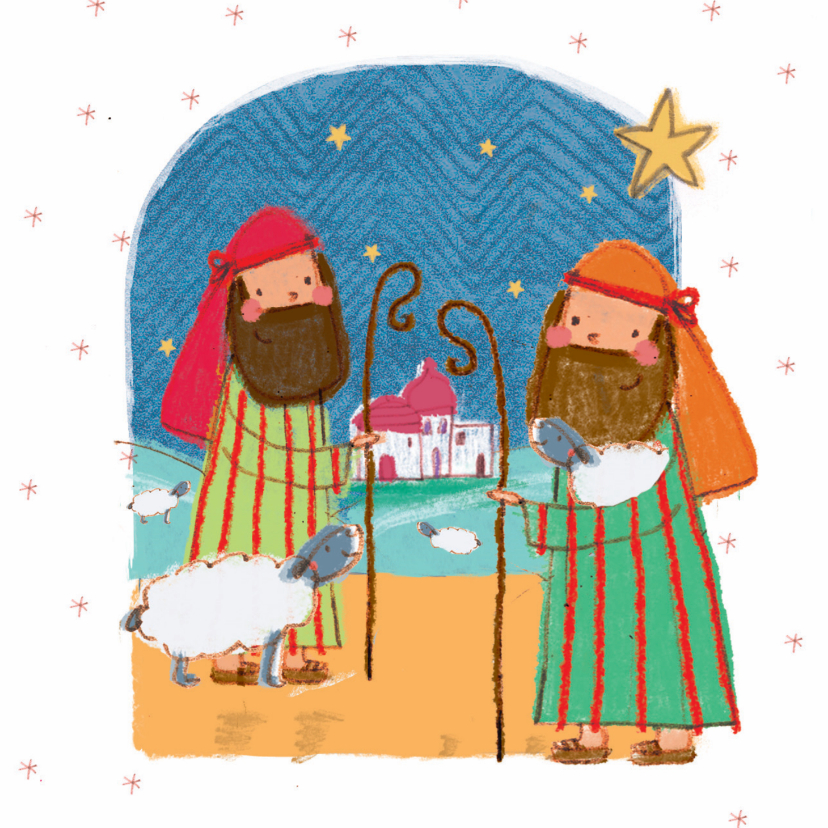Kinderkerstkaart met de herders - Kerstkaarten Kerstkaarten - Kinderkerstkaart met de herders