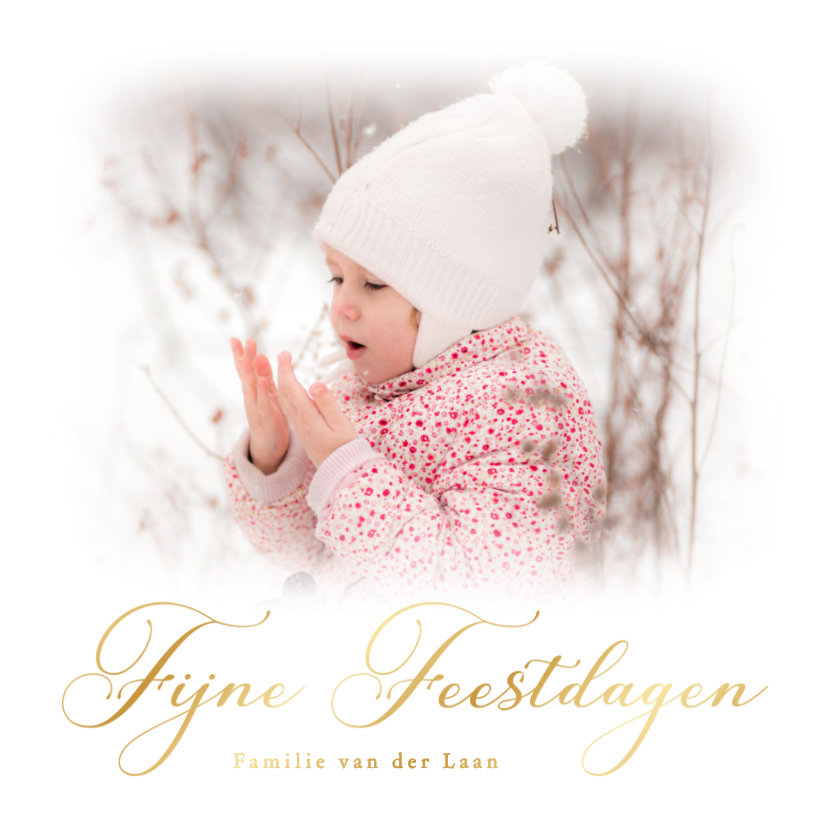 Kerstkaarten - Klassieke kerstkaart met foto en gouden typografie