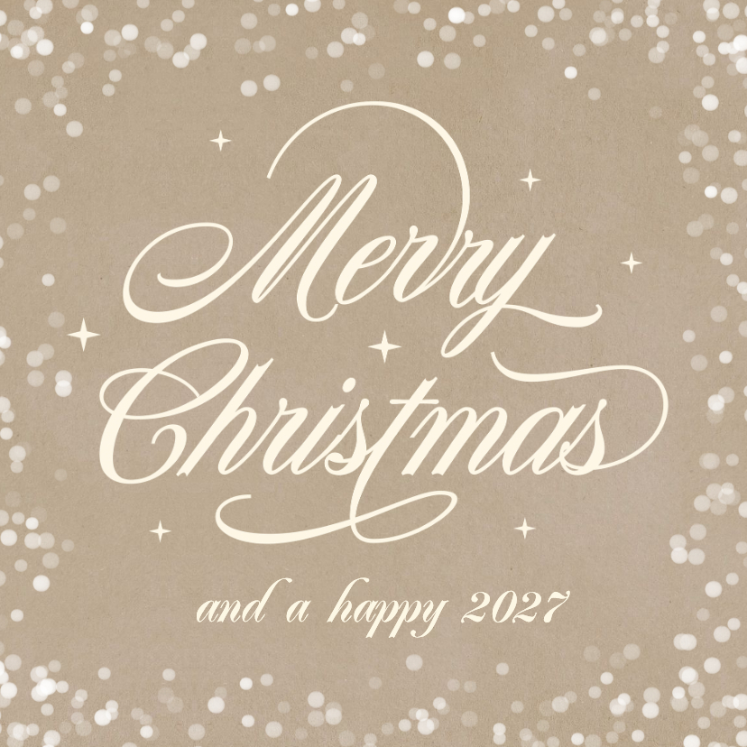 Klassieke kerstkaart met sierlijke tekst Merry Christmas - Kerstkaarten Kerstkaarten - Klassieke kerstkaart met sierlijke tekst Merry Christmas