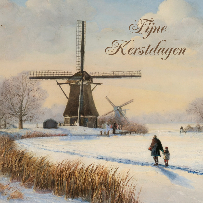 Kerstkaarten - Klassieke kunst kerstkaart schilderij winterlandschap