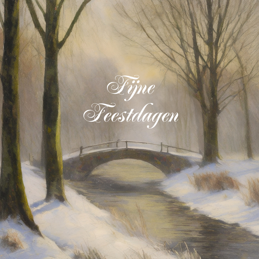 Klassieke kunst- kerstkaart winterlandschap schilderij - Kerstkaarten Kerstkaarten - Klassieke kunst- kerstkaart winterlandschap schilderij
