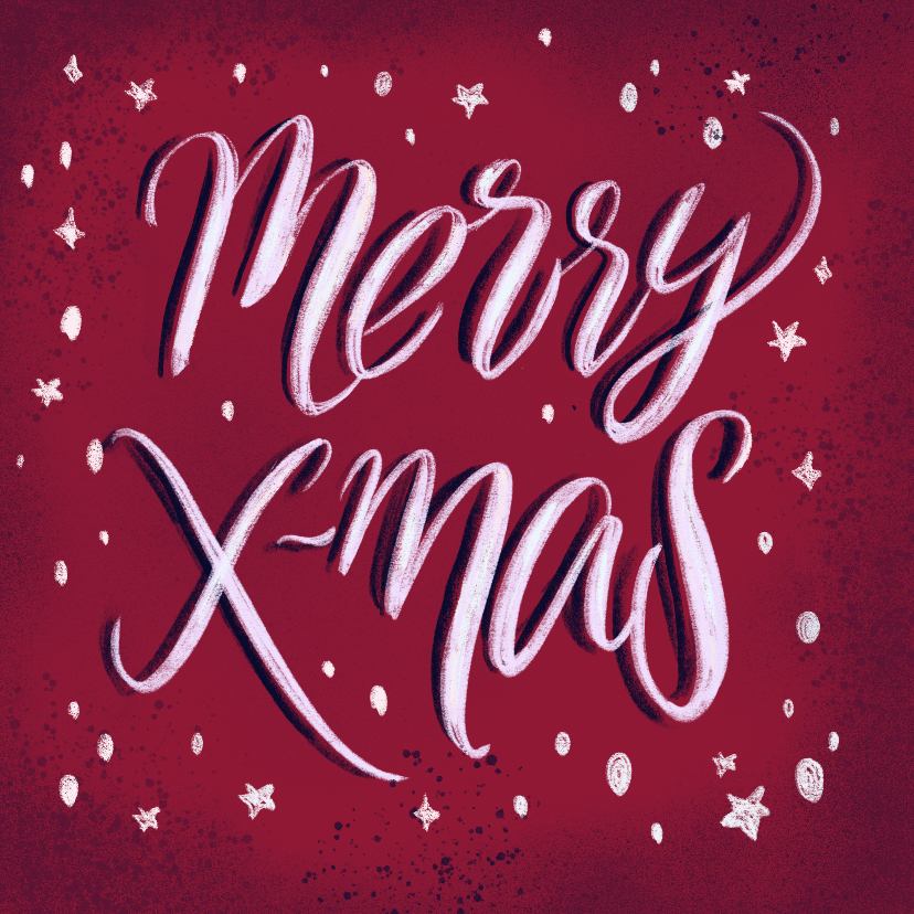 Krijt lettering Merry Xmas - Kerstkaarten Kerstkaarten - Krijt lettering Merry Xmas