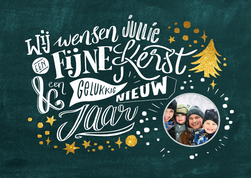 Krijtlettering kerstkaart met foto - Kerstkaarten Kerstkaarten - Krijtlettering kerstkaart met foto