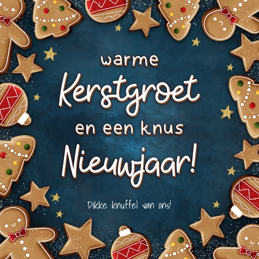 Leuke kerstkaart met kerstkoekjes kader, warme Kaartje2go