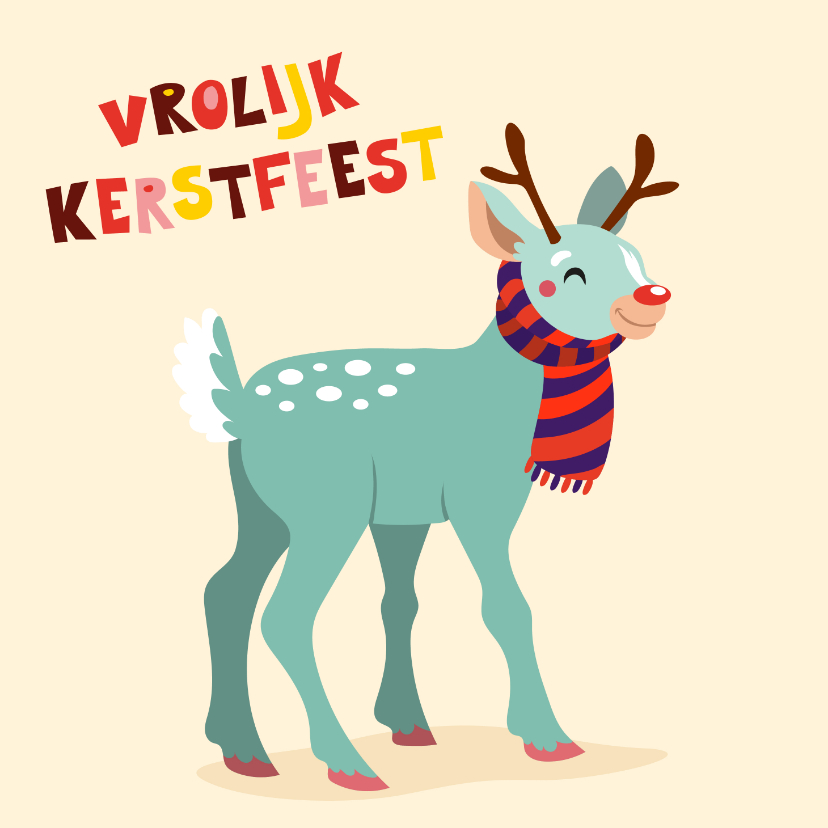 Leuke kerstkaart met rendier - Kerstkaarten Kerstkaarten - Leuke kerstkaart met rendier