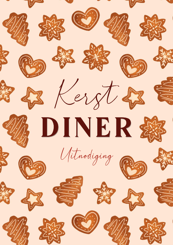 Leuke uitnodiging kerstdiner met kerstkoekjes - Kerstkaarten Kerstkaarten - Leuke uitnodiging kerstdiner met kerstkoekjes