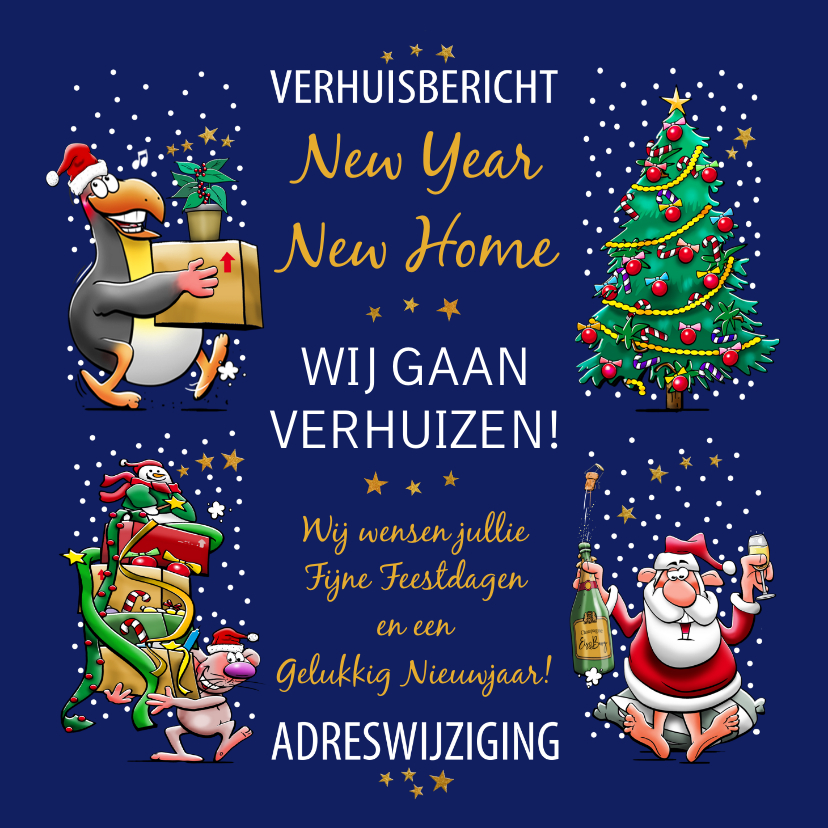 Leuke verhuiskaart voor rond de kerst- en feestdagen - Kerstkaarten Kerstkaarten - Leuke verhuiskaart voor rond de kerst- en feestdagen