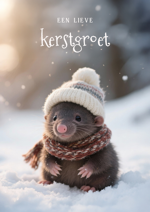 Kerstkaarten - Lief kerstkaartje met schattig molletje lieve kerstgroet