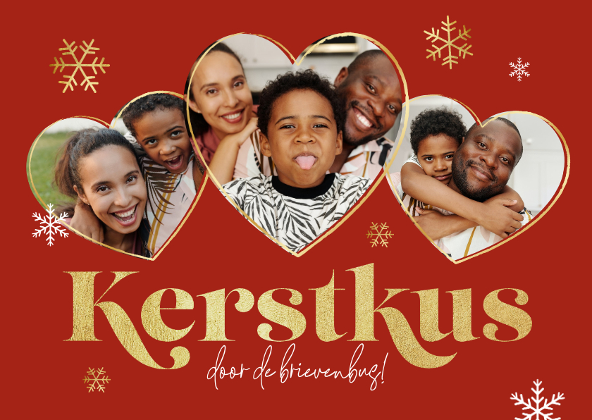 Liefdevolle kerstkaart hartjes goud sneeuw kerstkus foto's - Kerstkaarten Kerstkaarten - Liefdevolle kerstkaart hartjes goud sneeuw kerstkus foto's