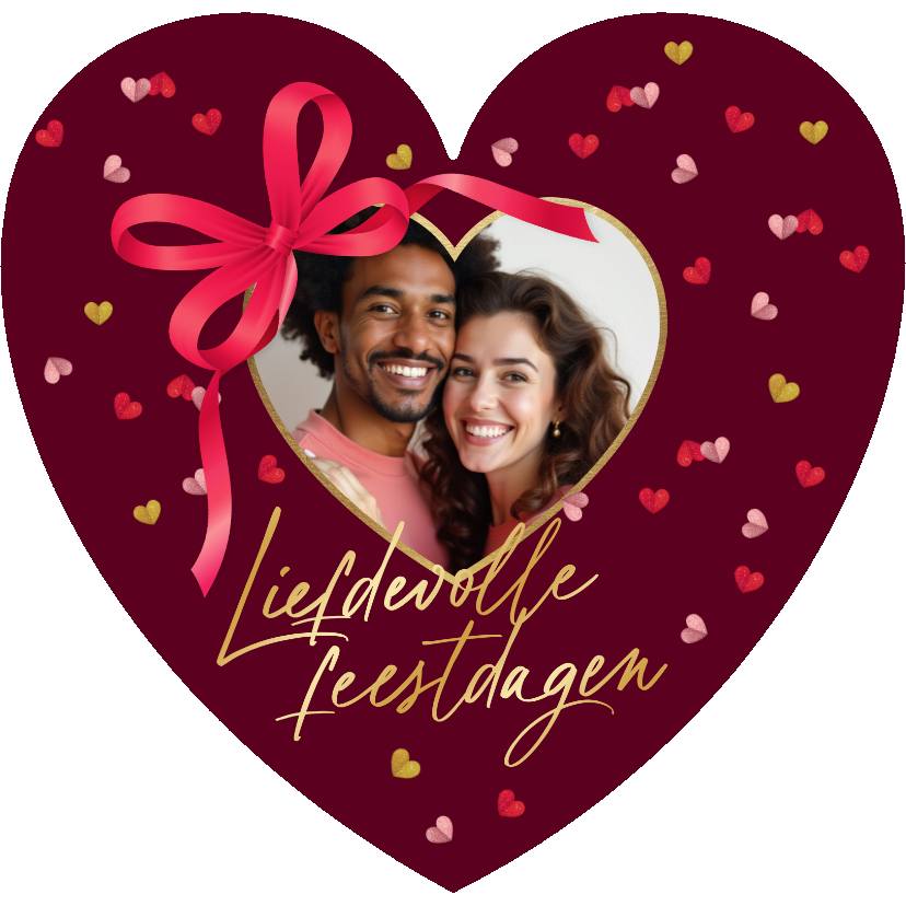 Kerstkaarten - Liefdevolle kerstkaart in hartvorm hart fotokader