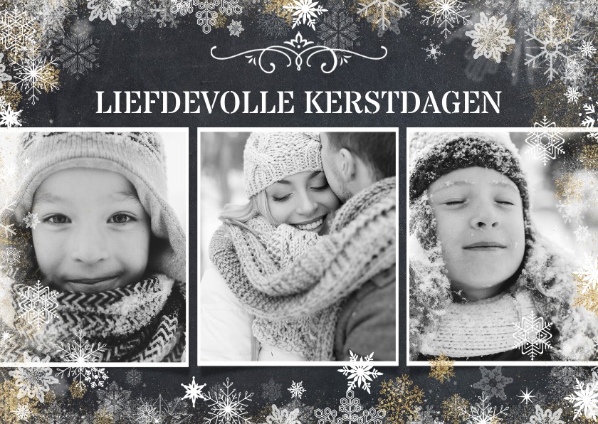 Liefdevolle kerstkaart met 3 foto's in zwartwit - Kerstkaarten Kerstkaarten - Liefdevolle kerstkaart met 3 foto's in zwartwit