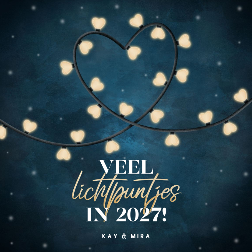 Kerstkaarten - Liefdevolle kerstkaart veel lichtpuntjes in 2027 met lampjes