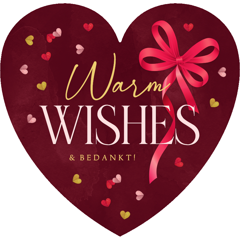 Kerstkaarten - Liefdevolle kerstkaart warm wishes hartvorm hartje