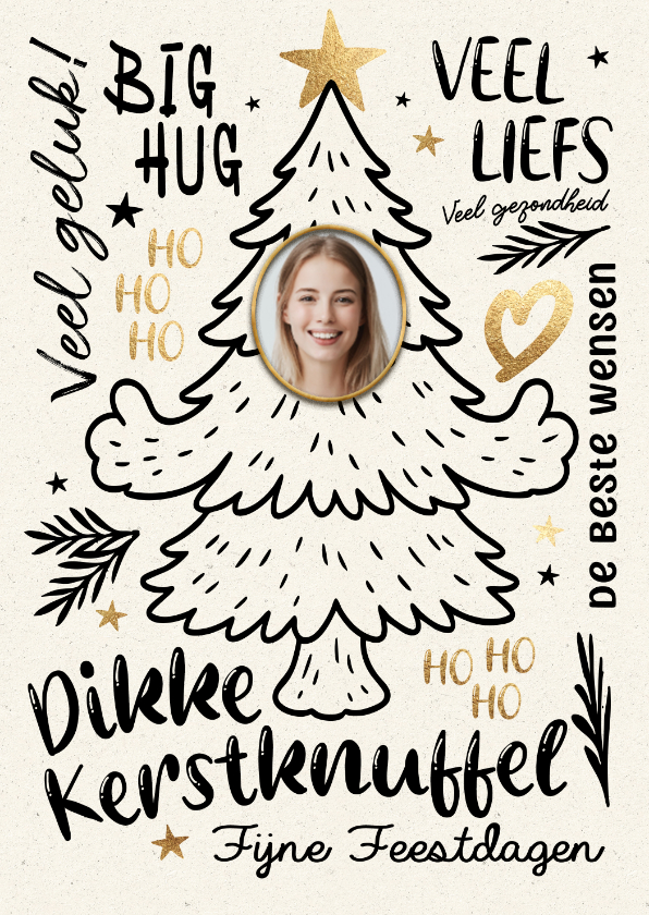 Lieve grappige kerstkaart knuffel kerstboom met foto - Kerstkaarten Kerstkaarten - Lieve grappige kerstkaart knuffel kerstboom met foto