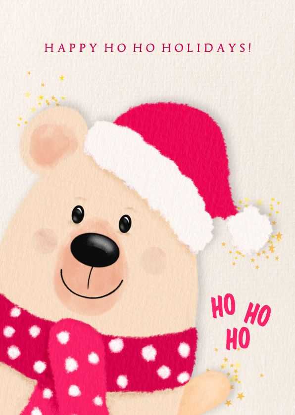 Kerstkaarten - Live kerstkaart met ijsbeertje - Ho ho holidays