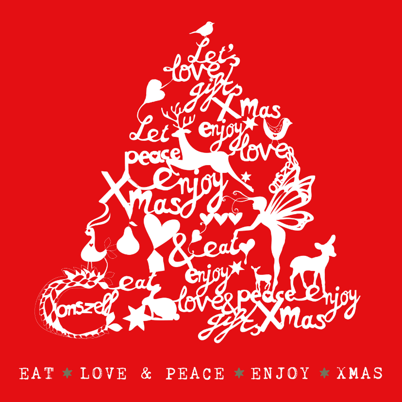 llustratie kerstkaart kerstboom met tekst - Kerstkaarten Kerstkaarten - llustratie kerstkaart kerstboom met tekst