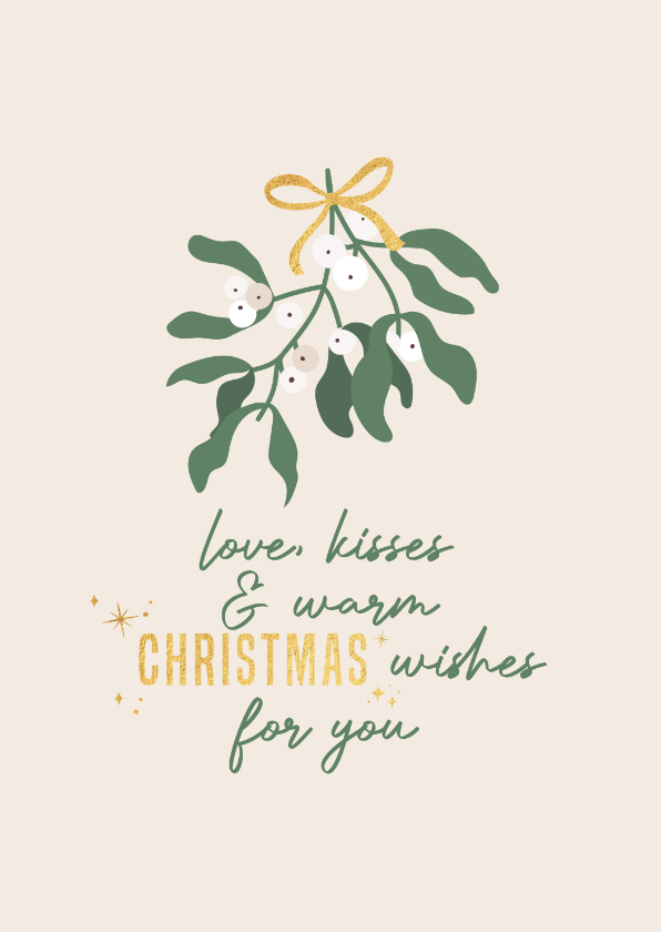 Kerstkaarten - Love, kisses and warm christmas wishes - kerstkaart