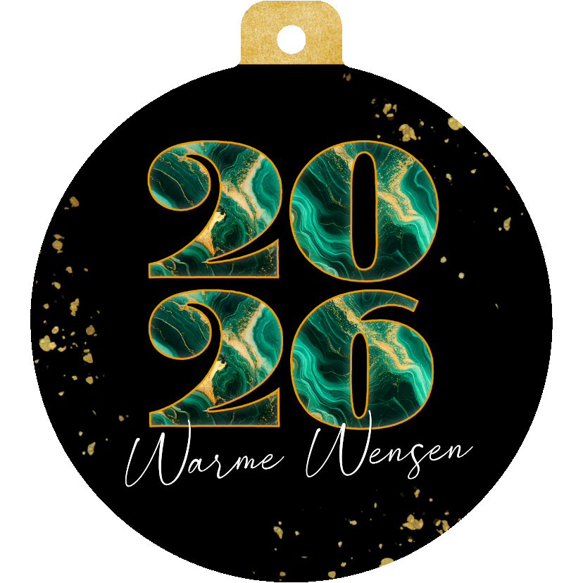 Luxe kerstkaart kerstbal marmer jaartal zwart en groen - Kerstkaarten Kerstkaarten - Luxe kerstkaart kerstbal marmer jaartal zwart en groen