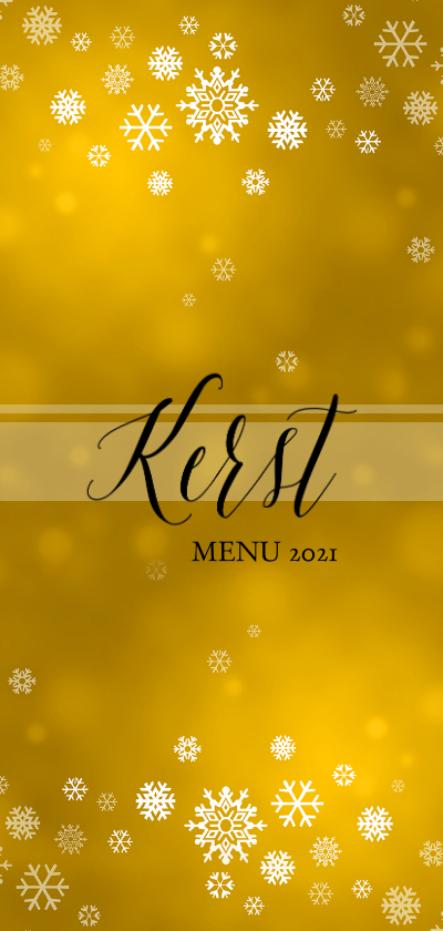 Menu Kerst goud met sneeuwvlokken 2021 - Kerstkaarten Kerstkaarten - Menu Kerst goud met sneeuwvlokken 2021