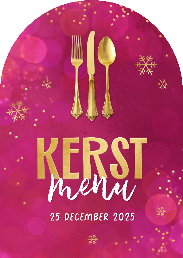 Menukaart boogkaart sprankelend kerstdiner sneeuw sterren - Kerstkaarten Kerstkaarten - Menukaart boogkaart sprankelend kerstdiner sneeuw sterren