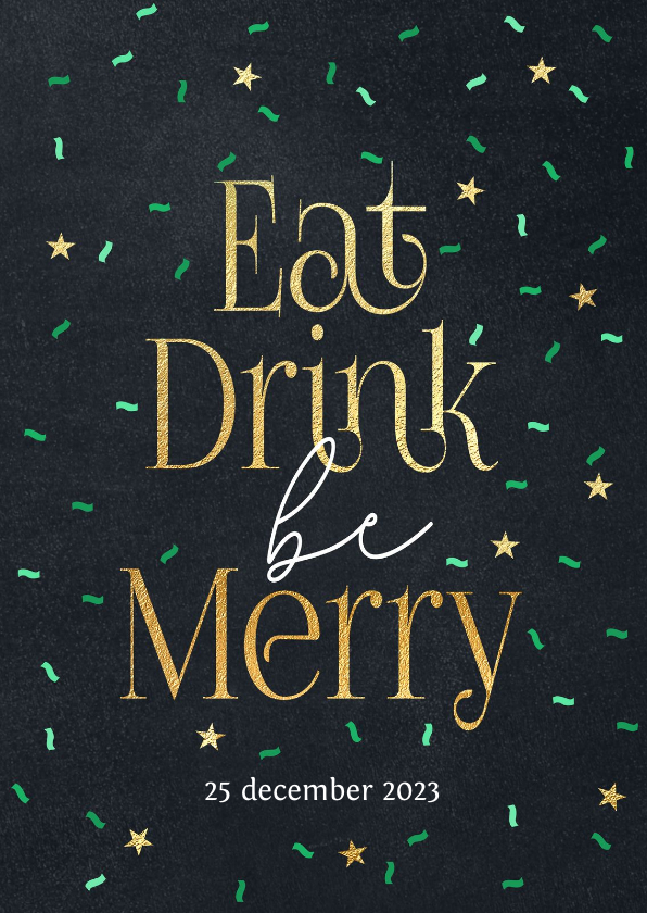 Menukaart kerst confetti be merry - Kerstkaarten Kerstkaarten - Menukaart kerst confetti be merry