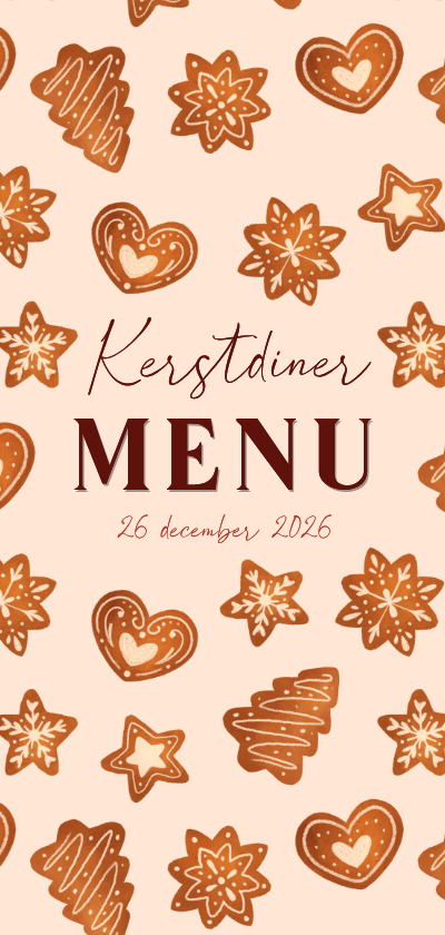 Menukaart kerstdiner met kerstkoekjes - Kerstkaarten Kerstkaarten - Menukaart kerstdiner met kerstkoekjes
