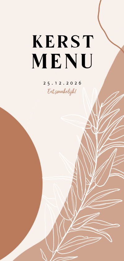 Menukaart voor kerst in natuurtinten organische vormen - Kerstkaarten Kerstkaarten - Menukaart voor kerst in natuurtinten organische vormen
