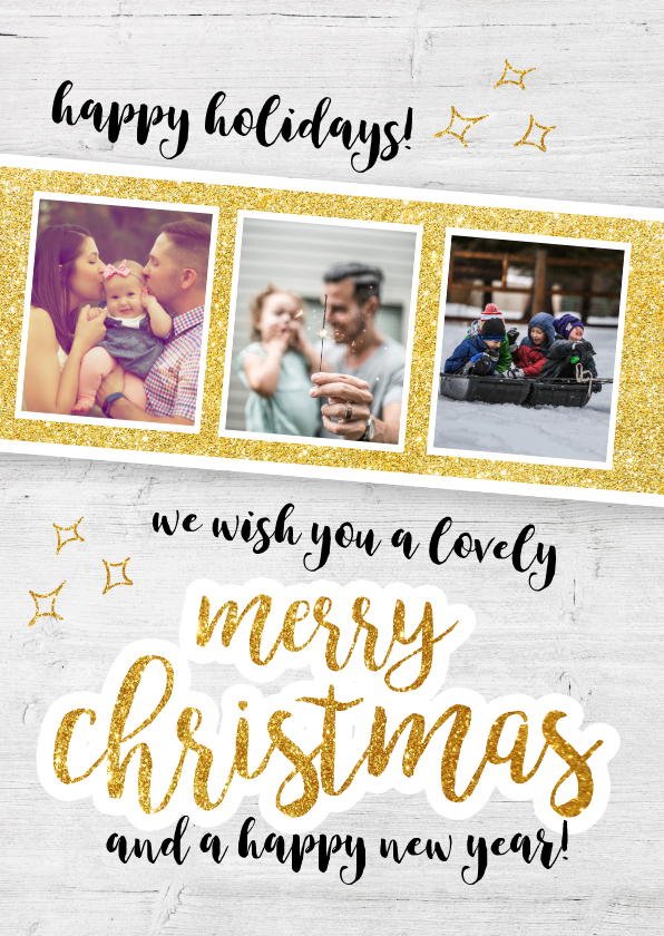 Merry christmas - fotokaart met goud - Kerstkaarten Kerstkaarten - Merry christmas - fotokaart met goud