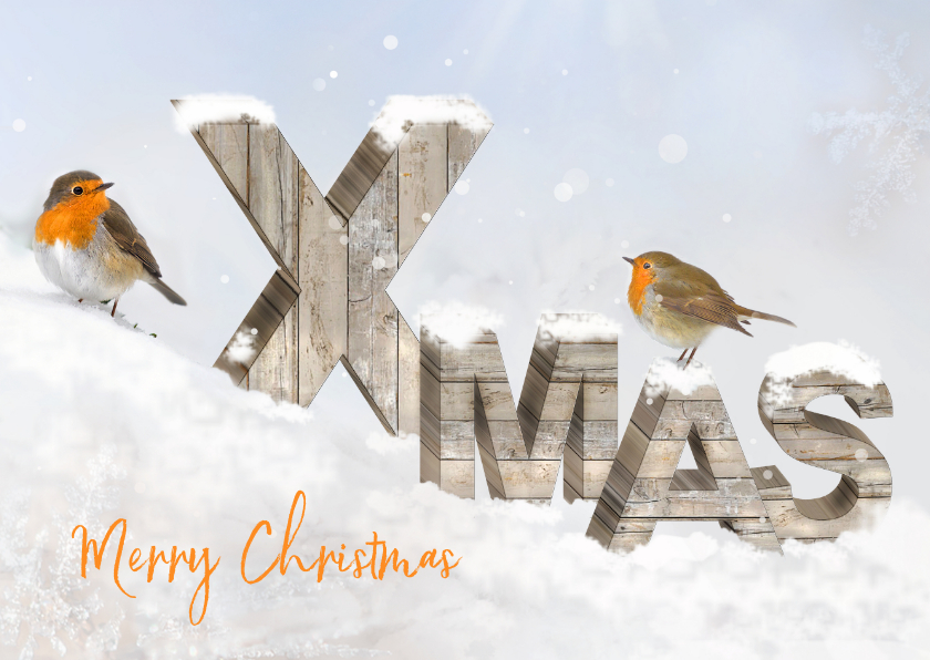 Merry Christmas houten letters - Kerstkaarten Kerstkaarten - Merry Christmas houten letters