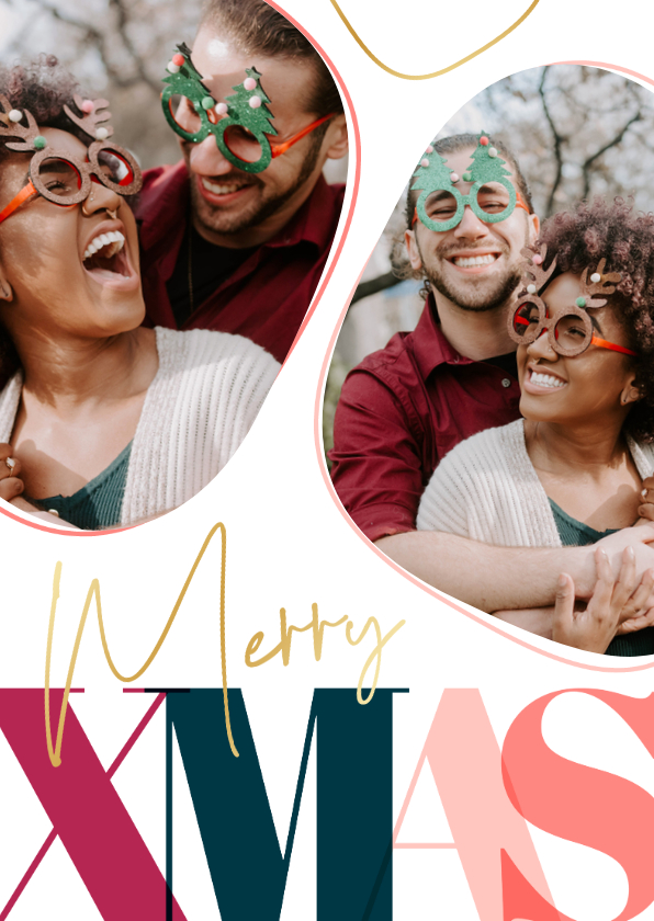 Minimalistisch kerstkaartje wit xmas abstract met foto - Kerstkaarten Kerstkaarten - Minimalistisch kerstkaartje wit xmas abstract met foto