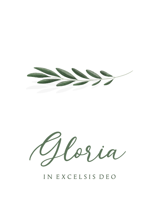 Kerstkaarten - Minimalistische Christelijke kerstkaart Gloria met olijftak