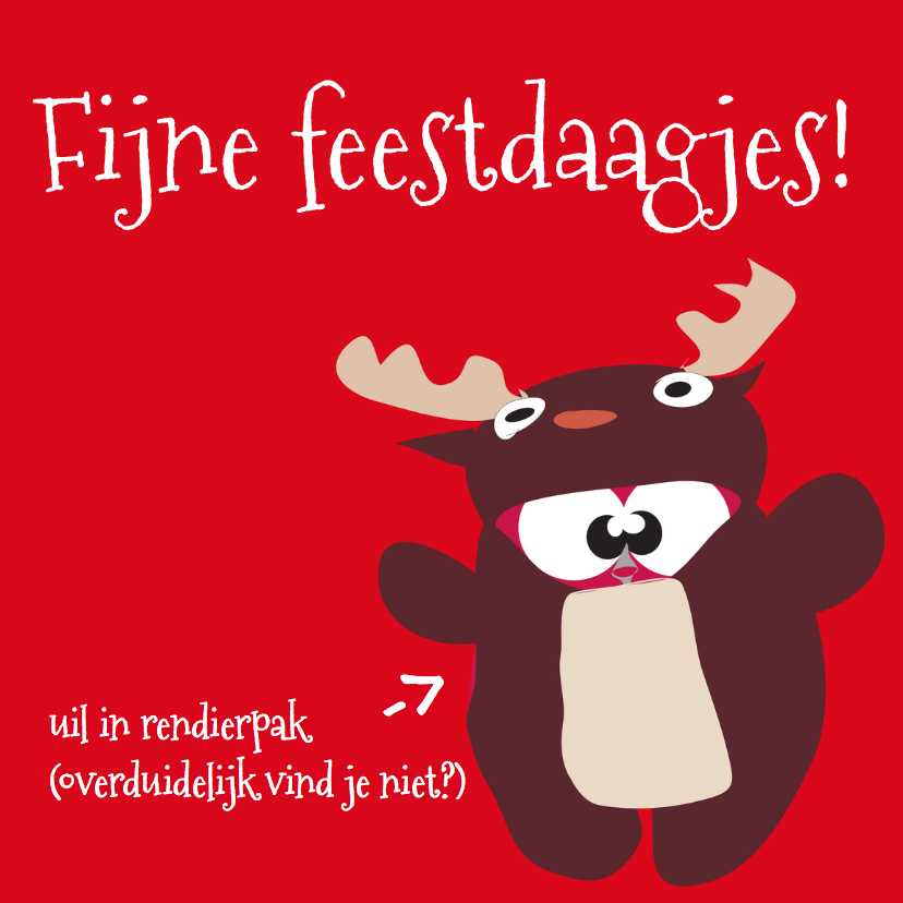 Mo Cards uiltjes in rendier pak - Kerstkaarten Kerstkaarten - Mo Cards uiltjes in rendier pak