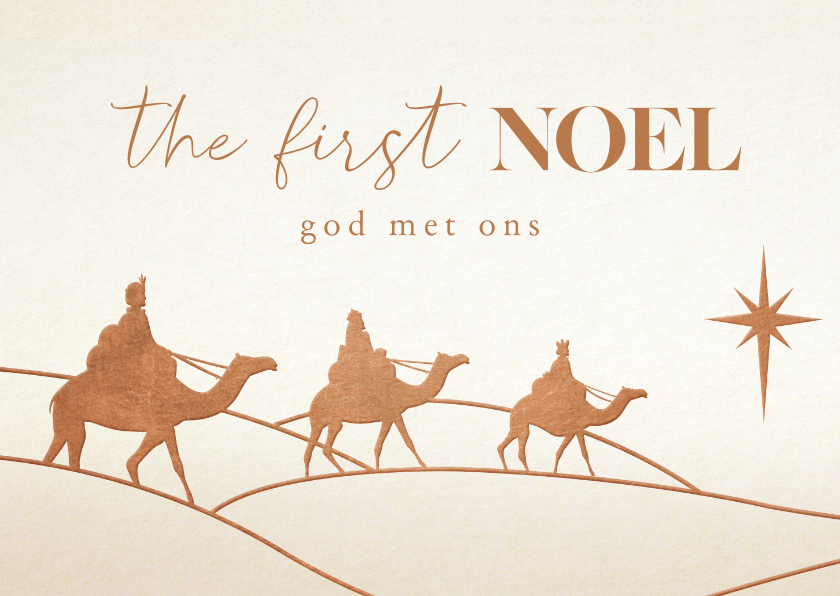 Kerstkaarten - Moderne christelijke kerstkaart 3 wijzen op kamelen met ster